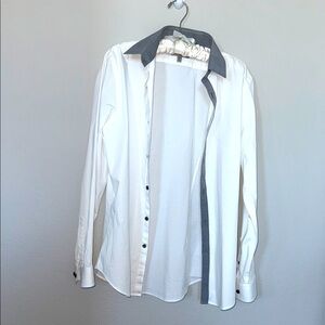 Express White Shirt with Gray Accents